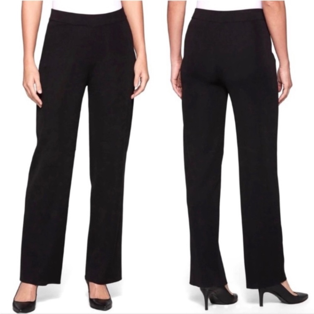 Lot (2) Misook Exclusively High Rise Straight Leg‎ Pull On Pants In Black & Navy